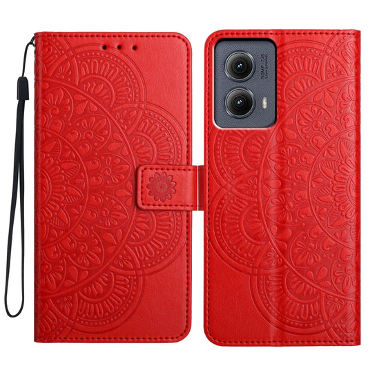 For Motorola Edge 2024 Flower Embossed Leather Phone Case(Red) - Motorola Cases by buy2fix | Online Shopping UK | buy2fix