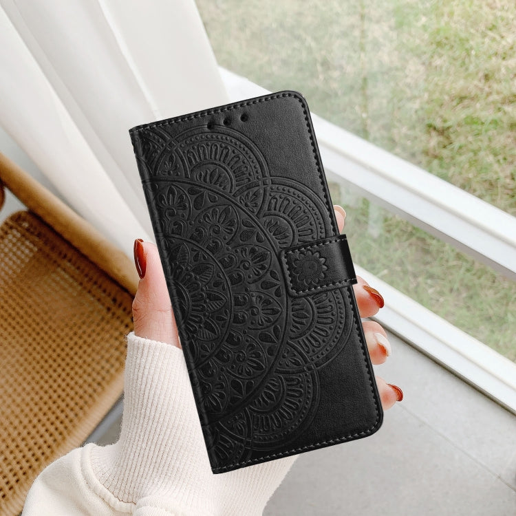 For Motorola Moto G Stylus 5G 2024 Flower Embossed Leather Phone Case(Black) - Motorola Cases by buy2fix | Online Shopping UK | buy2fix