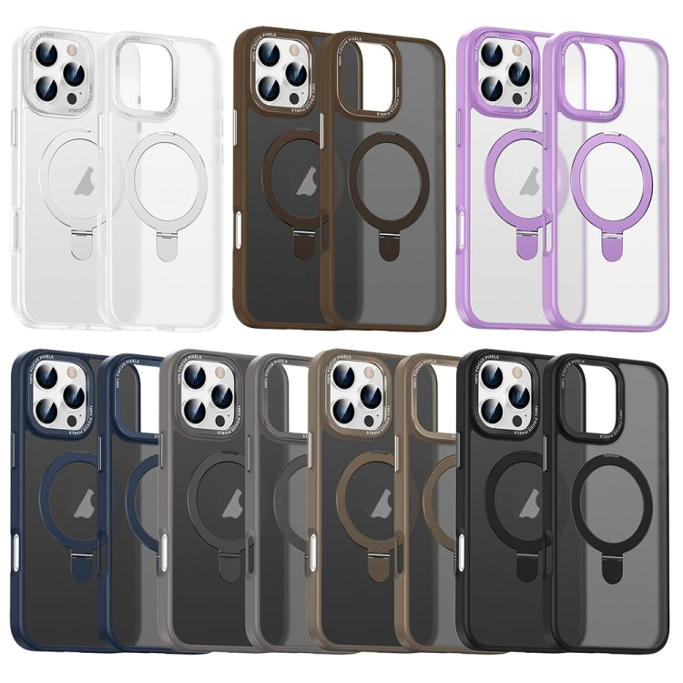 For iPhone 16 Pro Skin Feel MagSafe Magnetic Holder Phone Case(Purple) - iPhone 16 Pro Cases by buy2fix | Online Shopping UK | buy2fix