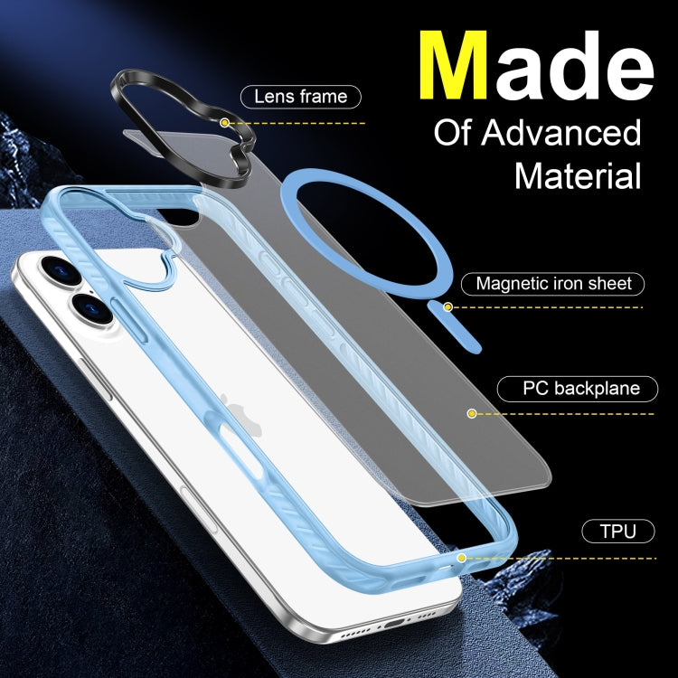 For iPhone 16 Frosted Skin Feel MagSafe Transparent Phone Case(Blue) - iPhone 16 Cases by buy2fix | Online Shopping UK | buy2fix