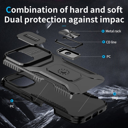 For iPhone 16 Sliding Camshield Holder Phone Case(Black) - iPhone 16 Cases by buy2fix | Online Shopping UK | buy2fix