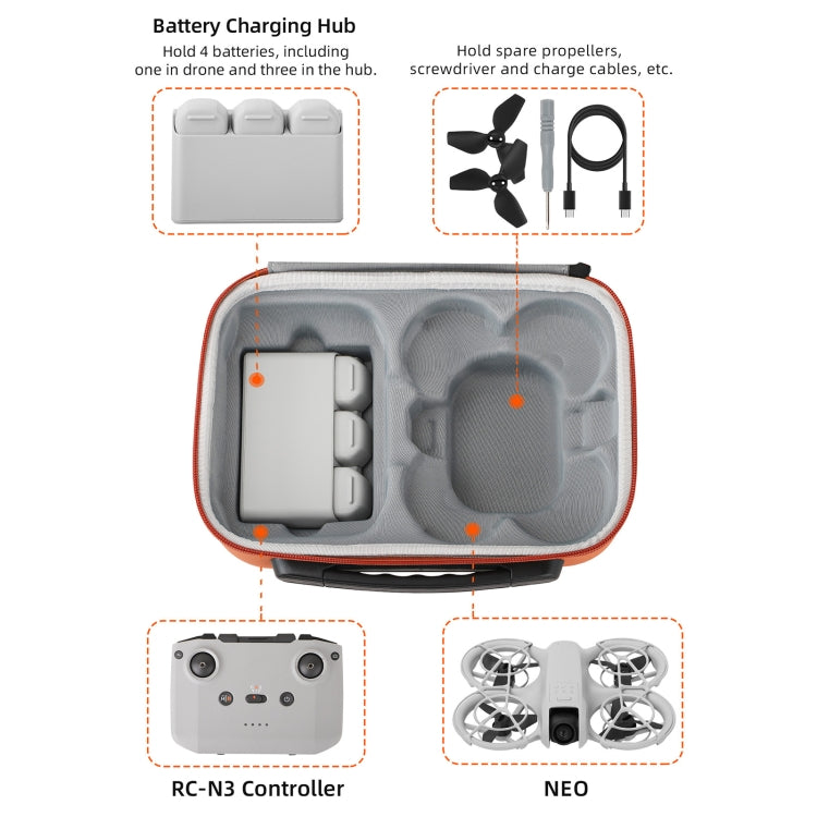 For DJI Neo Sunnylife Drone Batteries Kit Storage Case Box Suitcase(Orange) - Cases & Bags by Sunnylife | Online Shopping UK | buy2fix