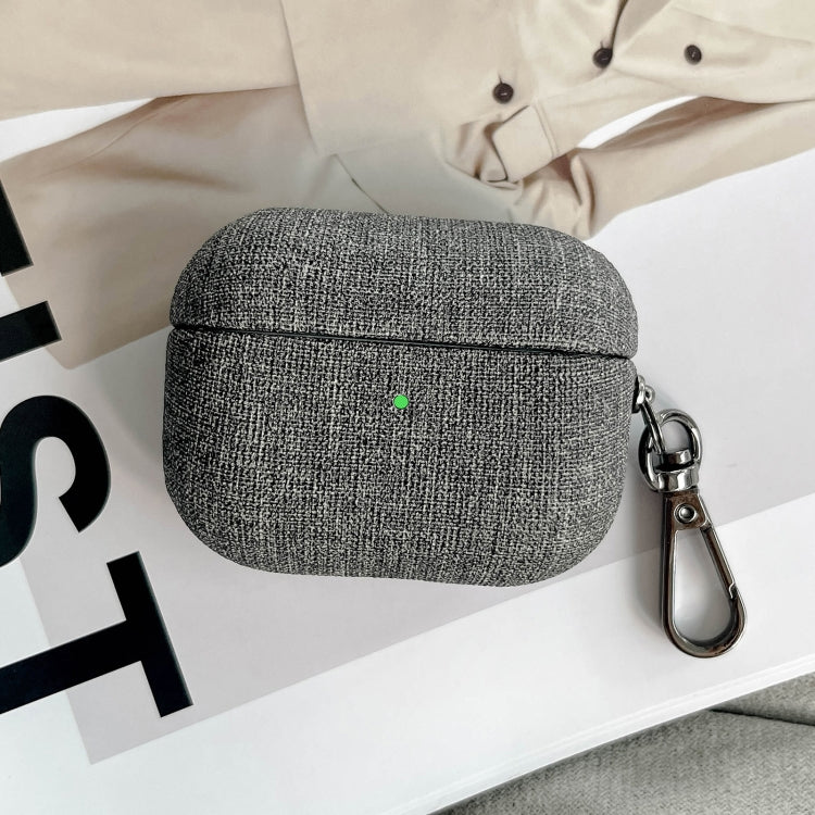 For AirPods 4 Fine Cloth Texture Earbuds Box PC Case with Hook(Grey) - For AirPods 4 by buy2fix | Online Shopping UK | buy2fix