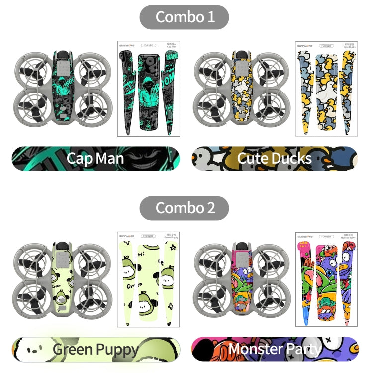 For DJI Neo 2pcs Combo Drone Body Protective Stickers(Green Hat Man + Cute Ducks) - Stickers by Sunnylife | Online Shopping UK | buy2fix