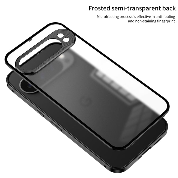 For Google Pixel 9 / 9 Pro Snap Buckle Metal Frame Frosted Phone Case(Grey) - Google Cases by buy2fix | Online Shopping UK | buy2fix