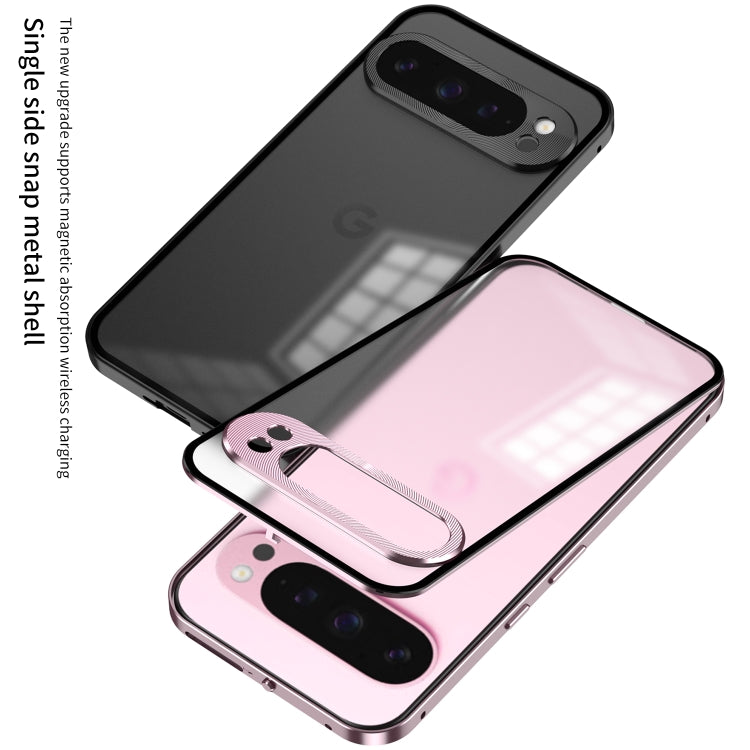 For Google Pixel 9 Pro XL Snap Buckle Metal Frame Frosted Phone Case(Pink) - Google Cases by buy2fix | Online Shopping UK | buy2fix