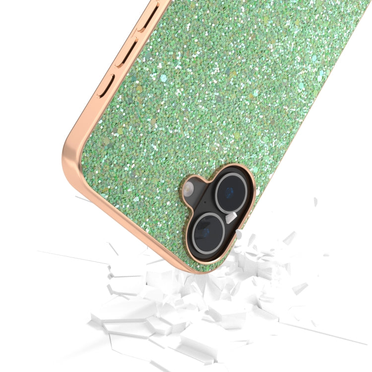 For iPhone 16 Plus Electroplating Frame Colorful Glitter Phone Case(Dark Green) - iPhone 16 Plus Cases by buy2fix | Online Shopping UK | buy2fix