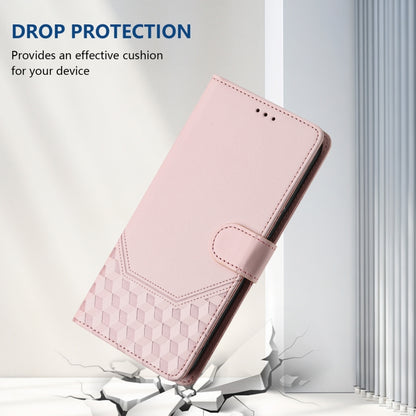 For Google Pixel 9 Pro XL Honeycomb Embossing RFID Leather Phone Case(Pink) - Google Cases by buy2fix | Online Shopping UK | buy2fix