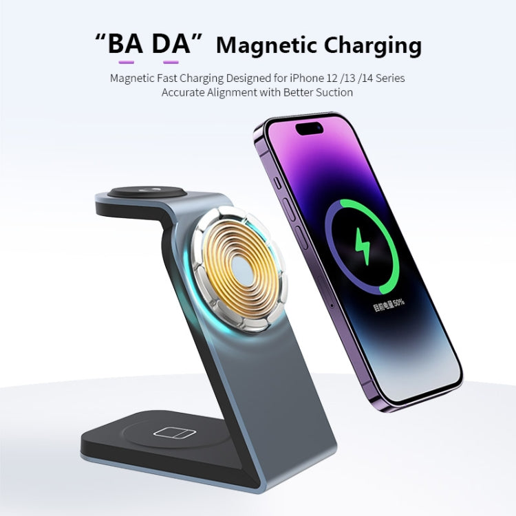 SW18 3 in 1 Metal Magnetic Wireless Charger(Silver) - Wireless Charger by buy2fix | Online Shopping UK | buy2fix