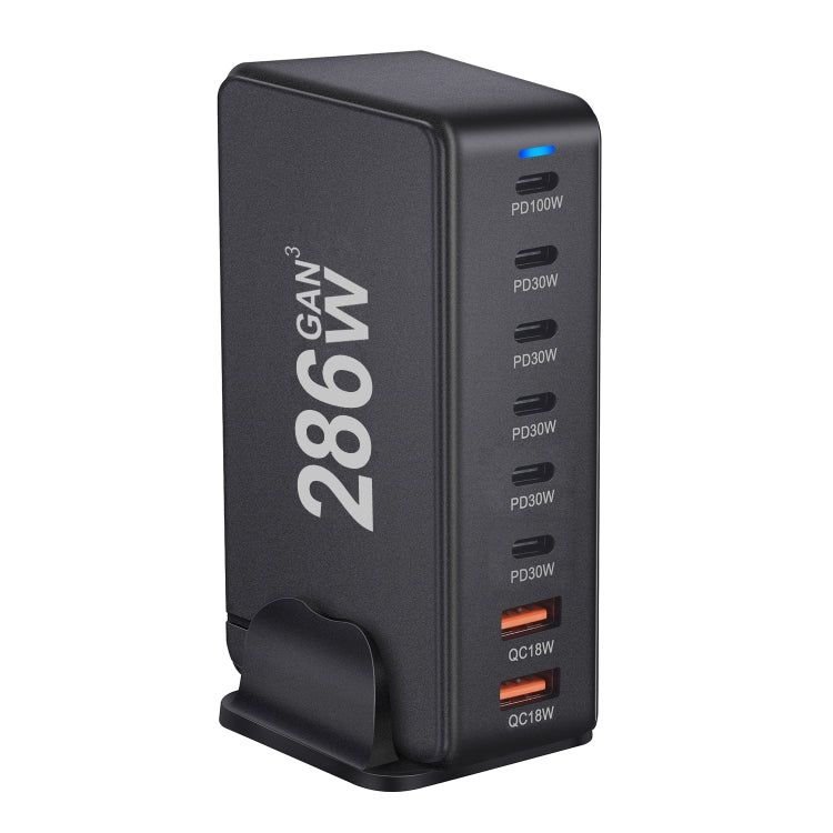 YMX-986 286W 6Type-C, 3USB 8-Ports Desktop Fast Charger, Plug Type:US Plug(Black) - Multifunction Charger by buy2fix | Online Shopping UK | buy2fix