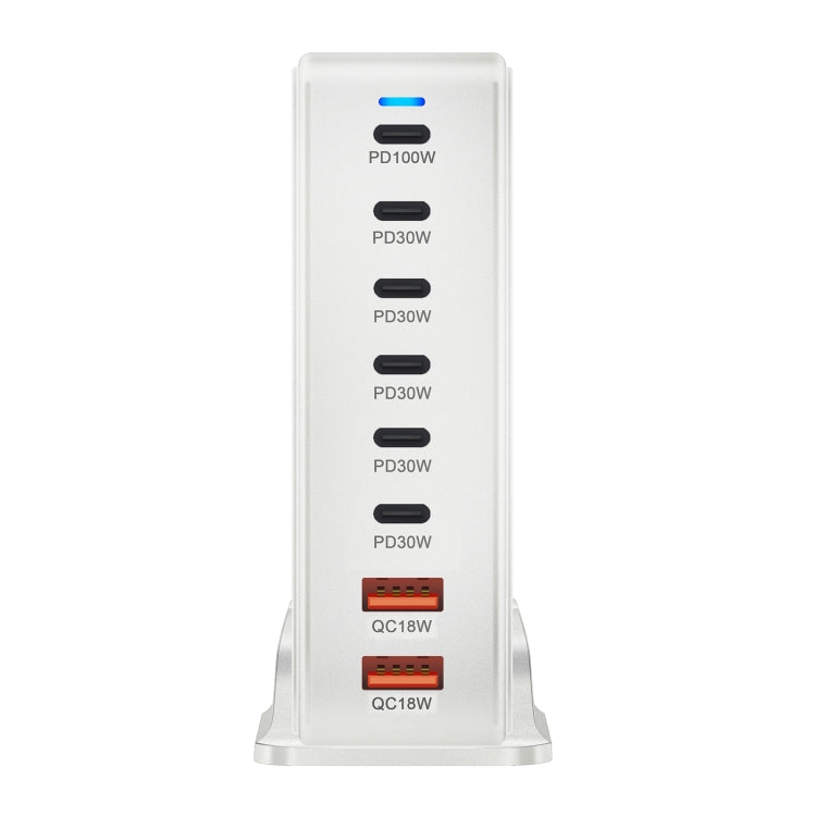 YMX-986 286W 6Type-C, 3USB 8-Ports Desktop Fast Charger, Plug Type:UK Plug(White) - Multifunction Charger by buy2fix | Online Shopping UK | buy2fix