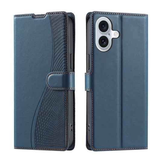 For iPhone 16 Plus Voltage Ultra-thin Dot Leather Phone Case(Blue) - iPhone 16 Plus Cases by buy2fix | Online Shopping UK | buy2fix