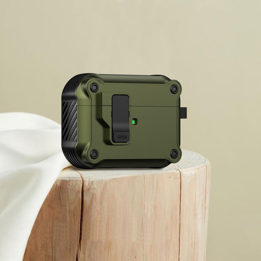 For AirPods 4 Eagle Shockproof Earphone Protective Case with Switch(Army Green) - For AirPods 4 by buy2fix | Online Shopping UK | buy2fix