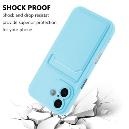 For iPhone 16 Skin Feel Card Contrast Color Button TPU Phone Case(Sky Blue) - iPhone 16 Cases by buy2fix | Online Shopping UK | buy2fix