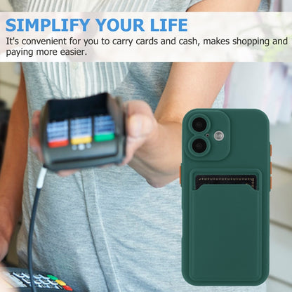 For iPhone 16 Plus Skin Feel Card Contrast Color Button TPU Phone Case(Dark Green) - iPhone 16 Plus Cases by buy2fix | Online Shopping UK | buy2fix