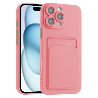 For iPhone 16 Pro Skin Feel Card Contrast Color Button TPU Phone Case(Pink) - iPhone 16 Pro Cases by buy2fix | Online Shopping UK | buy2fix