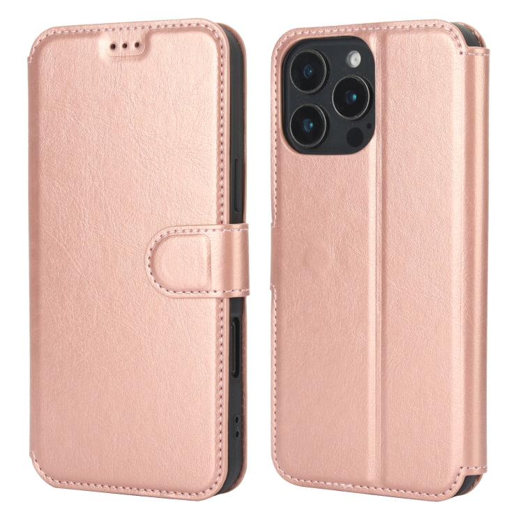 For iPhone 16 Pro Shockproof PU + TPU Leather Phone Case(Rose Gold) - iPhone 16 Pro Cases by buy2fix | Online Shopping UK | buy2fix