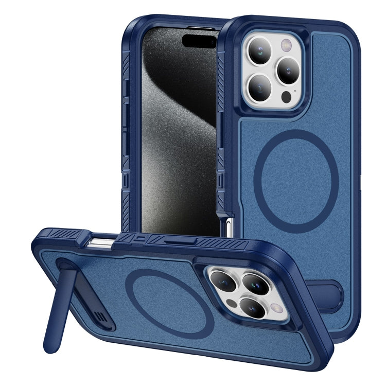 For iPhone 16 Pro Max Guard MagSafe Holder Matte PC Hybrid TPU Phone Case(Royal Blue) - iPhone 16 Pro Max Cases by buy2fix | Online Shopping UK | buy2fix