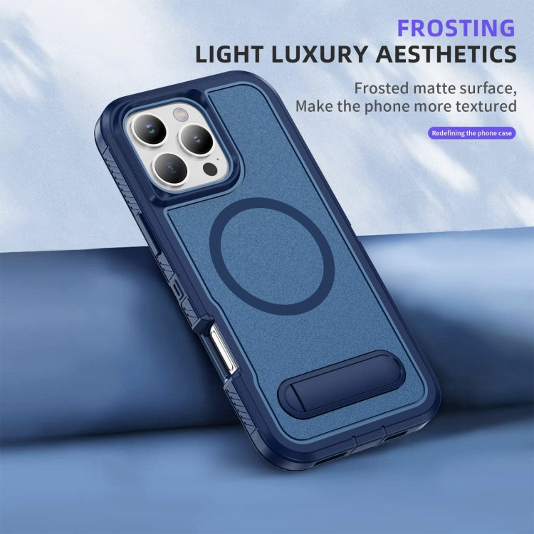 For iPhone 16 Pro Guard MagSafe Holder Matte PC Hybrid TPU Phone Case(Royal Blue) - iPhone 16 Pro Cases by buy2fix | Online Shopping UK | buy2fix