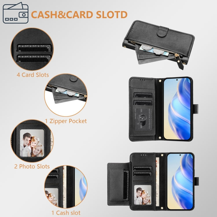 For iPhone 16 Plus Multi-Card Slots Zipper Wallet Leather Phone Case(Black) - iPhone 16 Plus Cases by buy2fix | Online Shopping UK | buy2fix