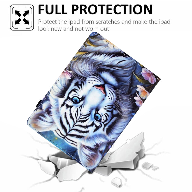 For iPad Air 11 2024 Painted Pattern Leather Tablet Case(White Tiger) - iPad Air 11 2024 Cases by buy2fix | Online Shopping UK | buy2fix