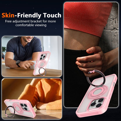 For iPhone 16 Skin Feel Transparent 360 Degree Rotating Silicone Ring Holder Phone Case(Orange) - iPhone 16 Cases by buy2fix | Online Shopping UK | buy2fix