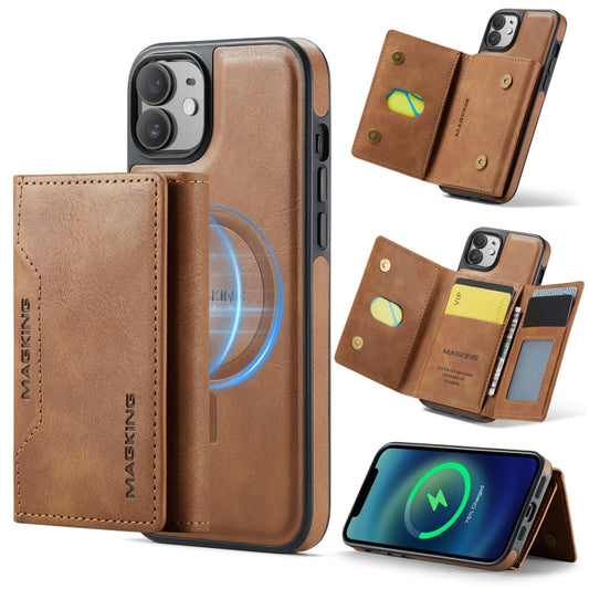 For iPhone 12 / 12 Pro DG.MING MAGKING-K2 Series MagSafe RFID Card Bag Detachable Phone Case(Brown) - iPhone 12 / 12 Pro Cases by DG.MING | Online Shopping UK | buy2fix