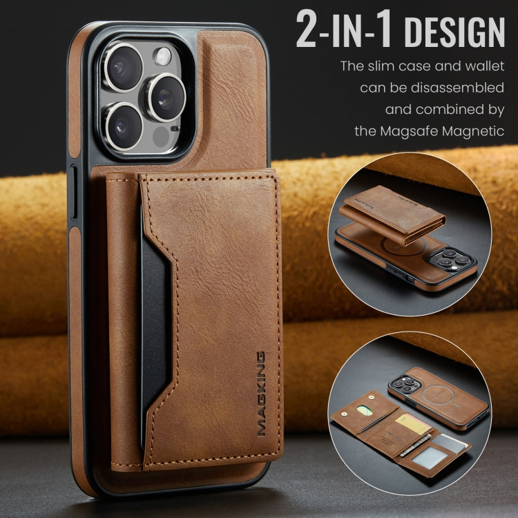 For iPhone 14 Pro DG.MING MAGKING-K2 Series MagSafe RFID Card Bag Detachable Phone Case(Brown) - iPhone 14 Pro Cases by DG.MING | Online Shopping UK | buy2fix