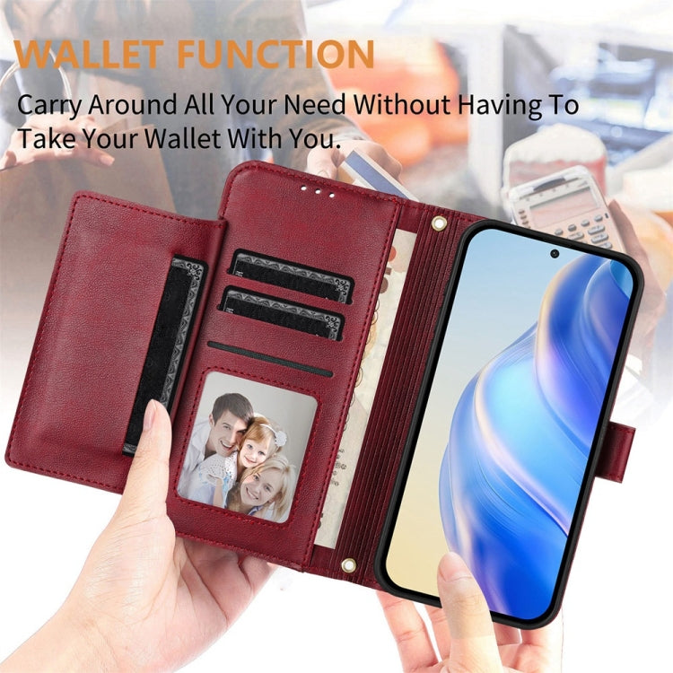 For Motorola Moto G Stylus 5G 2024 Multi-Card Slots Zipper Wallet Leather Phone Case(Dark Red) - Motorola Cases by buy2fix | Online Shopping UK | buy2fix