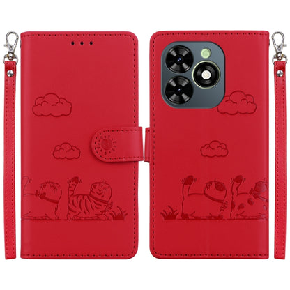 For Tecno Spark Go 2024 / 20 / 20C Cute Cats RFID Leather Phone Case(Red) - Tecno Cases by buy2fix | Online Shopping UK | buy2fix