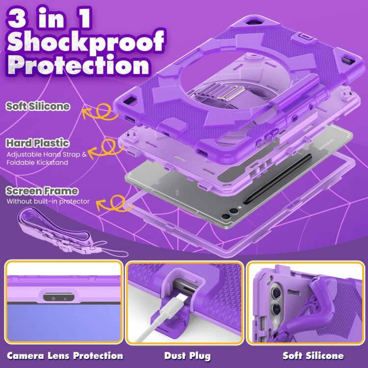 For Samsung Galaxy Tab S10+ / S9+ / S9 FE+ Spider Hand Grip Turntable Stand Tablet Case(Purple) - Galaxy Tab S9+ Cases by buy2fix | Online Shopping UK | buy2fix