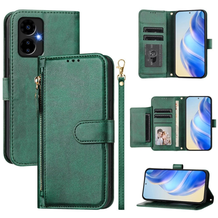 For Boost Mobile Celero 5G 2024 / Celero 3 Multi-Card Slots Zipper Wallet Leather Phone Case(Green) - More Brand by buy2fix | Online Shopping UK | buy2fix