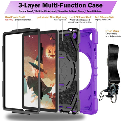 For Samsung Galaxy Tab A9+ Bat Hand Grip Turntable Stand Tablet Case(Purple Black) - Galaxy Tab A9+ by buy2fix | Online Shopping UK | buy2fix