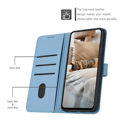 For Tecno Spark Go 2024 4G Embossed Kitten Phone Leather Case with Lanyard(Blue) - Tecno Cases by buy2fix | Online Shopping UK | buy2fix