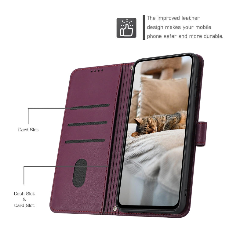 For Motorola Moto G Play 4G 2024 Embossed Kitten Phone Leather Case with Lanyard(Wine Red) - Motorola Cases by buy2fix | Online Shopping UK | buy2fix