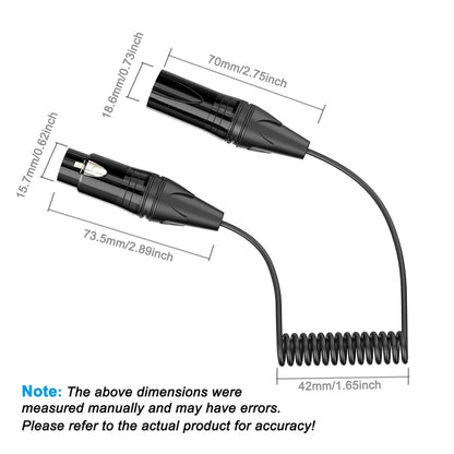 XLR 3 Pin Male to XLR 3 Pin Female Audio Microphone Balanced Shielded Coiled Pure Copper Cable, Length: 0.5m - Microphone Audio Cable & Connector by buy2fix | Online Shopping UK | buy2fix