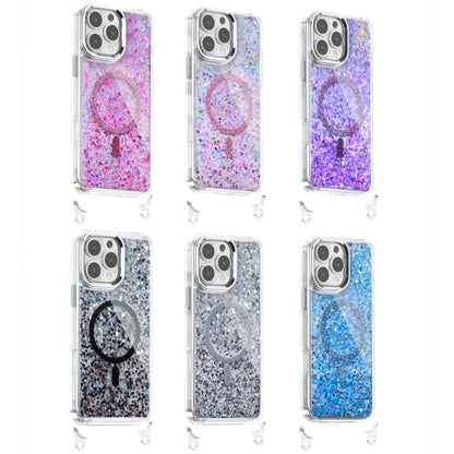 For iPhone 16 Epoxy Glitter MagSafe Magnetic TPU Phone Case(Blue) - iPhone 16 Cases by buy2fix | Online Shopping UK | buy2fix