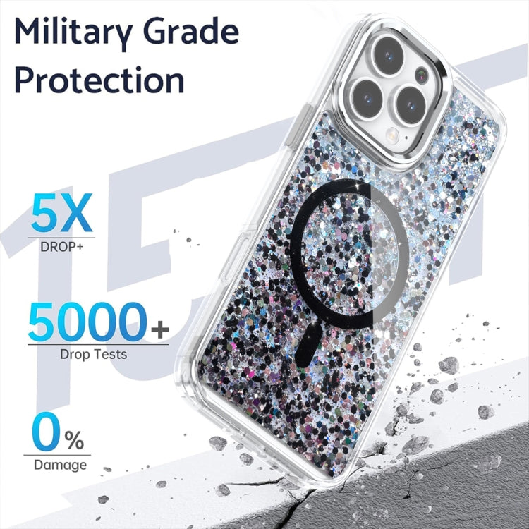 For iPhone 16 Pro Max Epoxy Glitter MagSafe Magnetic TPU Phone Case(Black) - iPhone 16 Pro Max Cases by buy2fix | Online Shopping UK | buy2fix