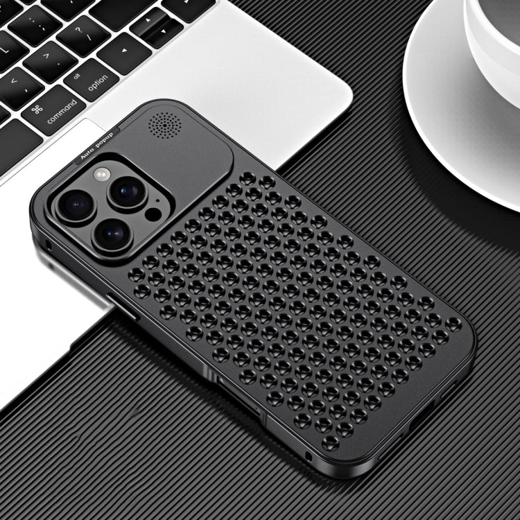 For iPhone 16 Pro Max R-JUST RJ58 Aromatherapy Metal Cooling Phone Case(Black) - iPhone 16 Pro Max Cases by R-JUST | Online Shopping UK | buy2fix