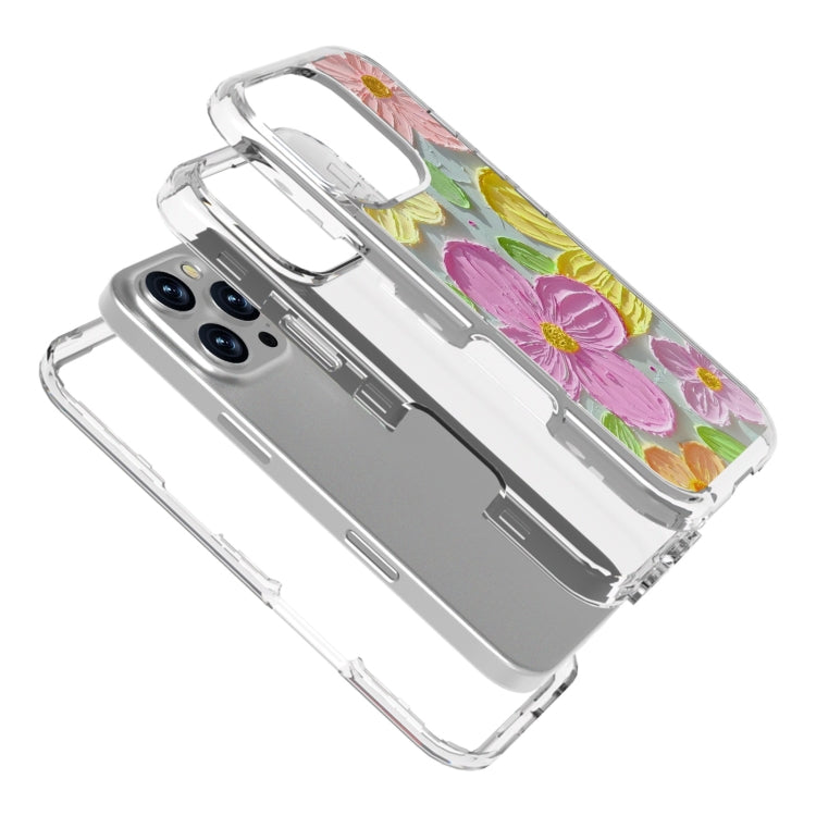 For iPhone 16 Pro Small Fresh Sticker PC + TPU Shockproof Phone Case(Colorful Flowers) - iPhone 16 Pro Cases by buy2fix | Online Shopping UK | buy2fix