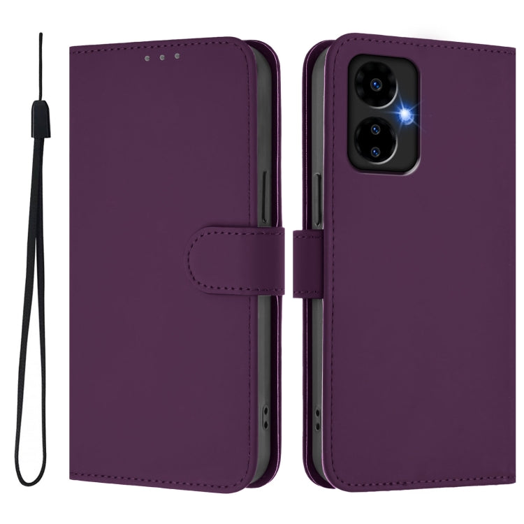 For Boost MobIle Celero 5G 2024 / 3 5G Skin Feel Solid Color Leather Phone Case with Lanyard(Violet) - More Brand by buy2fix | Online Shopping UK | buy2fix