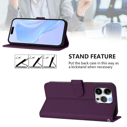 For iPhone 16 Pro Max Skin Feel Solid Color Leather Phone Case with Lanyard(Violet) - iPhone 16 Pro Max Cases by buy2fix | Online Shopping UK | buy2fix