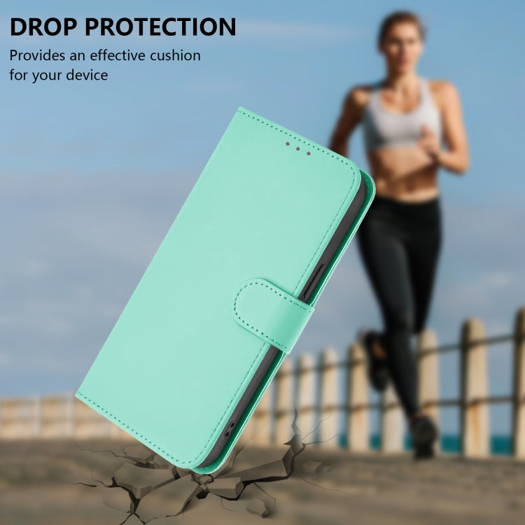 For iPhone 16 Pro Skin Feel Solid Color Leather Phone Case with Lanyard(Mint Green) - iPhone 16 Pro Cases by buy2fix | Online Shopping UK | buy2fix