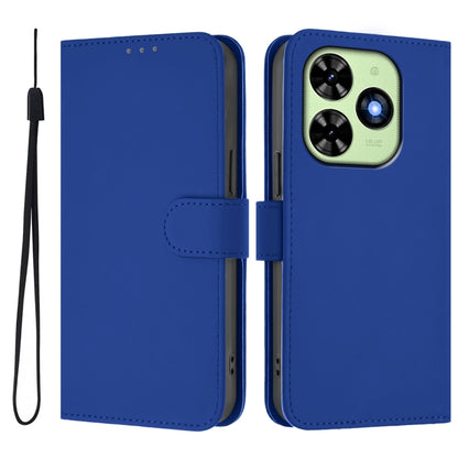 For Tecno Spark Go 2024 4G Skin Feel Solid Color Leather Phone Case with Lanyard(Dark Blue) - Tecno Cases by buy2fix | Online Shopping UK | buy2fix