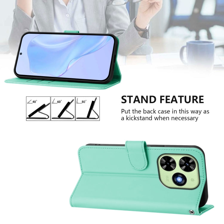 For Tecno Spark Go 2024 4G Skin Feel Solid Color Leather Phone Case with Lanyard(Mint Green) - Tecno Cases by buy2fix | Online Shopping UK | buy2fix