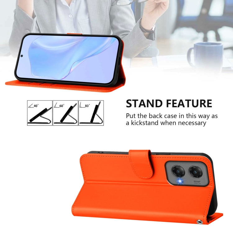 For Motorola Moto G Stylus 5G 2024 Skin Feel Solid Color Leather Phone Case with Lanyard(Orange) - Motorola Cases by buy2fix | Online Shopping UK | buy2fix