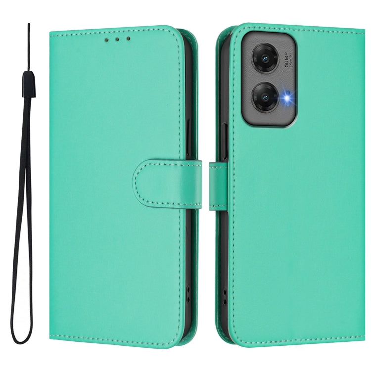 For Motorola Moto G Stylus 5G 2024 Skin Feel Solid Color Leather Phone Case with Lanyard(Green) - Motorola Cases by buy2fix | Online Shopping UK | buy2fix