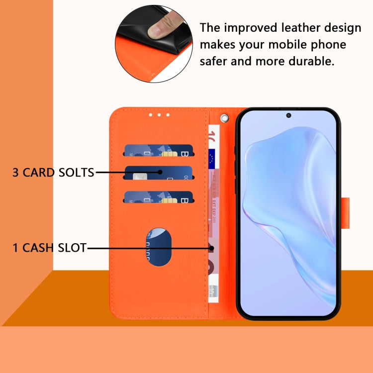 For Motorola Moto G Power 5G 2024 Skin Feel Solid Color Leather Phone Case with Lanyard(Orange) - Motorola Cases by buy2fix | Online Shopping UK | buy2fix