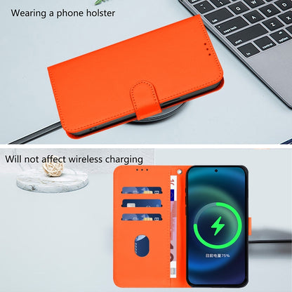 For Motorola Moto G Power 5G 2024 Skin Feel Solid Color Leather Phone Case with Lanyard(Orange) - Motorola Cases by buy2fix | Online Shopping UK | buy2fix