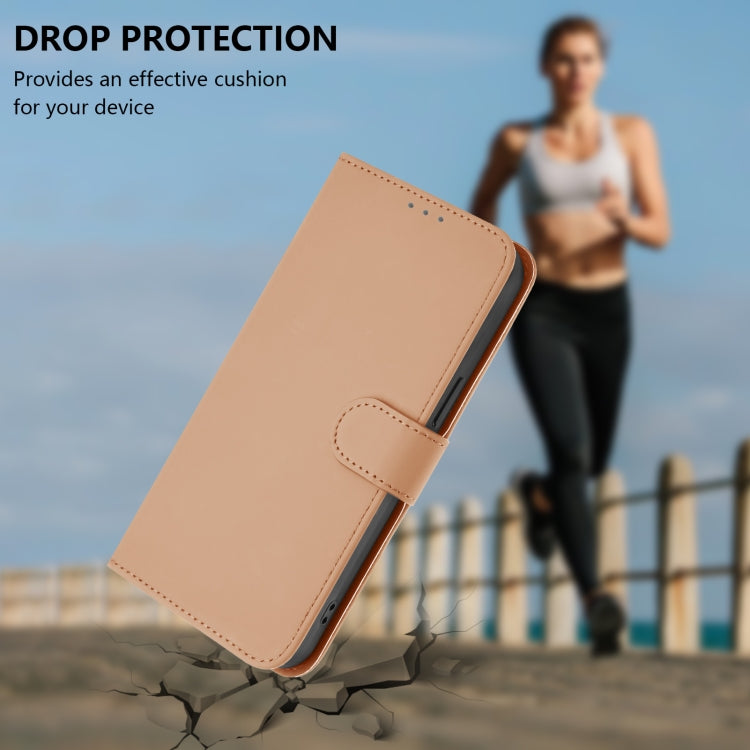 For Motorola Moto G Power 5G 2024 Skin Feel Solid Color Leather Phone Case with Lanyard(Nude) - Motorola Cases by buy2fix | Online Shopping UK | buy2fix